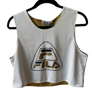Fila x Urban Outfitters Gold Mesh Logo Crop Jersey Sz S NWT Retro 90s